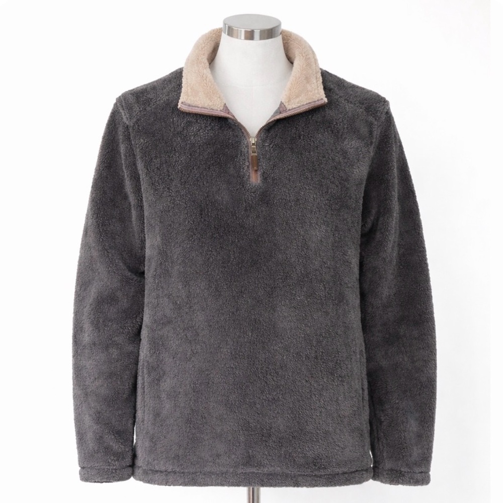 Trinity Mens Pullover Sweater Gray Quarter zip Fleece base Layer